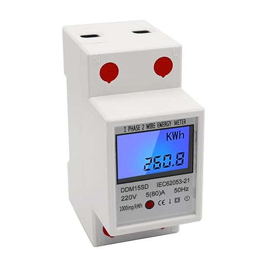 Single Phase DIN-Rail Energy Meter 5-80A 220V 50Hz Electronic KWh Meter with LCD Backlight Digital Display DDM15SD AURH