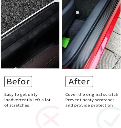 Image of Tata Sierra Door Sill Guard Protector Set of 4 | Carbon Fiber Finish Stainless Steel Door Scuff Plate | Scratch Protection Entry Guard for Tata Sierra Accessories