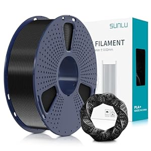 SUNLU PLA+ Filament 1.75mm, PLA Plus 3D Drucker Filament, Stärker belastbar, Neatly Wound, 1KG 3D Druck PLA+ Filament, Maßgenauigkeit +/- 0.02mm, Schwarz