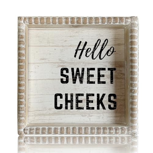 Boho Farmhouse Wooden Framed Bathroom Decor Signs, Funny Restroom...