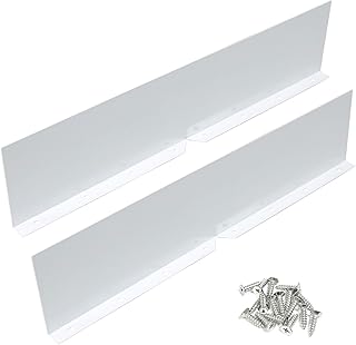 Bueyfolt 2Pcs Rain Gutter Valley Splash Guards, Aluminum Gutter Splash Guard Straight & Bent Style 2 in 1, Roof Valley Splash Shield Gutter Guard Corner Bent Valley Splash Guards, White