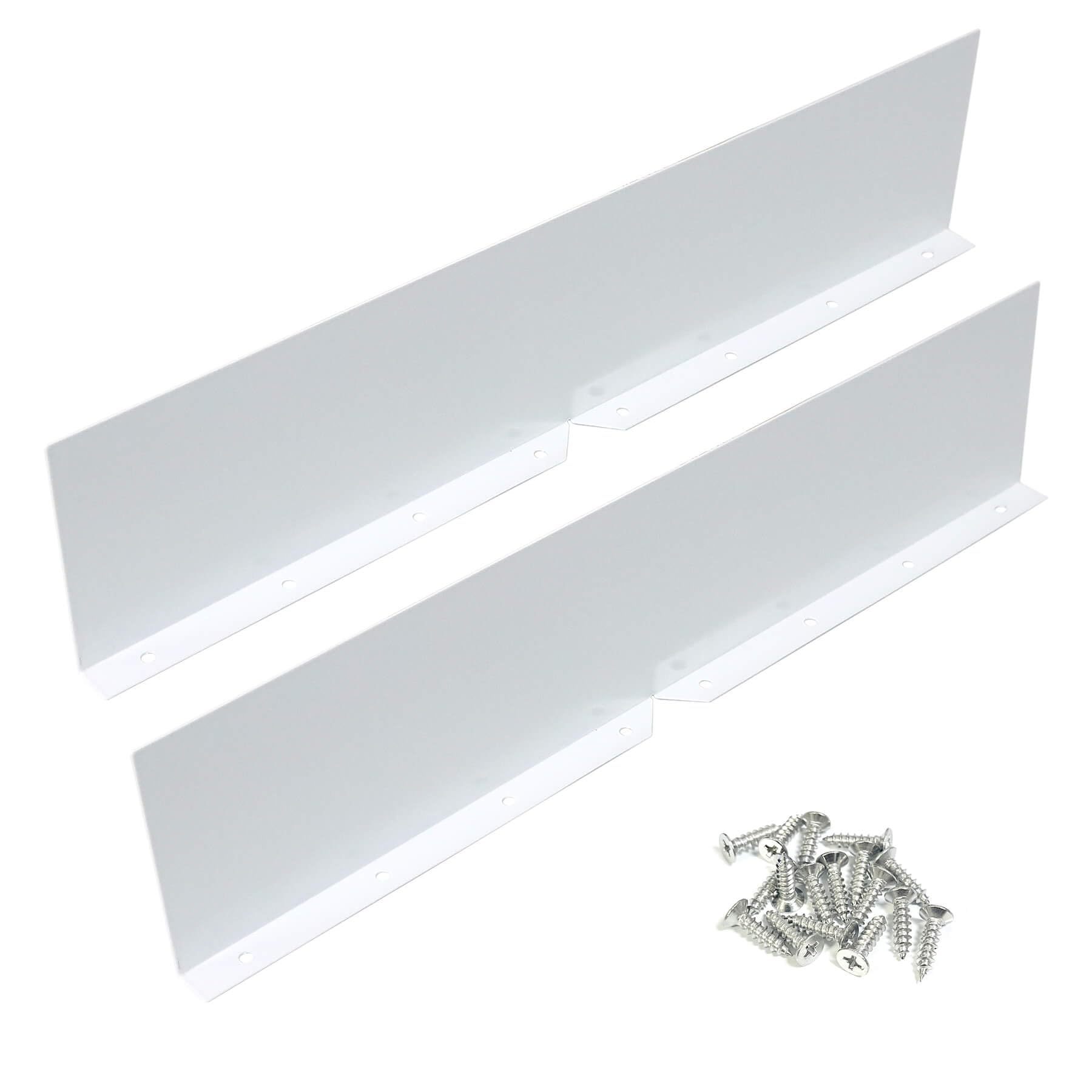 Bueyfolt 2Pcs Rain Gutter Valley Splash Guards, Aluminum Gutter Splash Guard Straight & Bent Style 2 in 1, Roof Valley Splash Shield Gutter Guard Corner Bent Valley Splash Guards, White