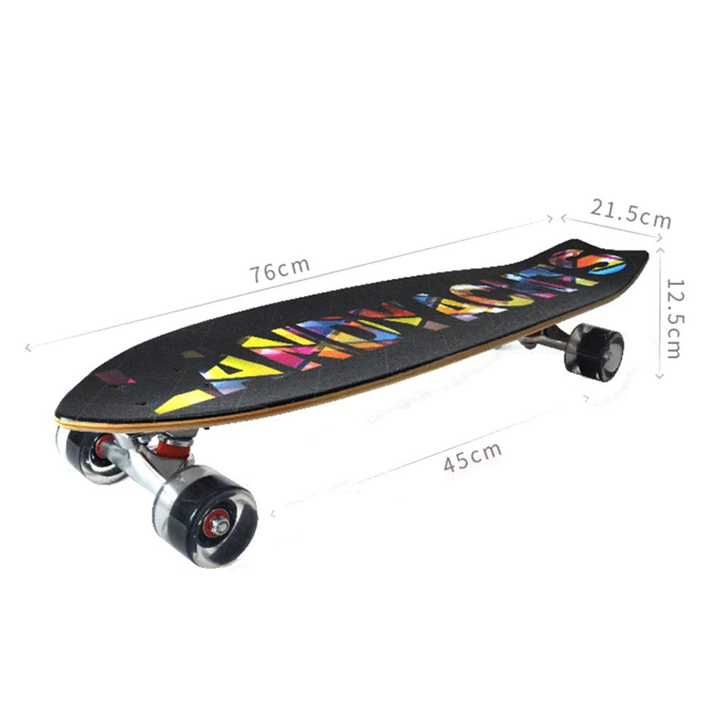 Axdwfd Longboard 81 x 8-calowa standardowa deskorolka cała rzędowa od deskorolki dla początkujących ulicy Concave Skateboard profesjonalna podwójna deskorolka (kolor: A)