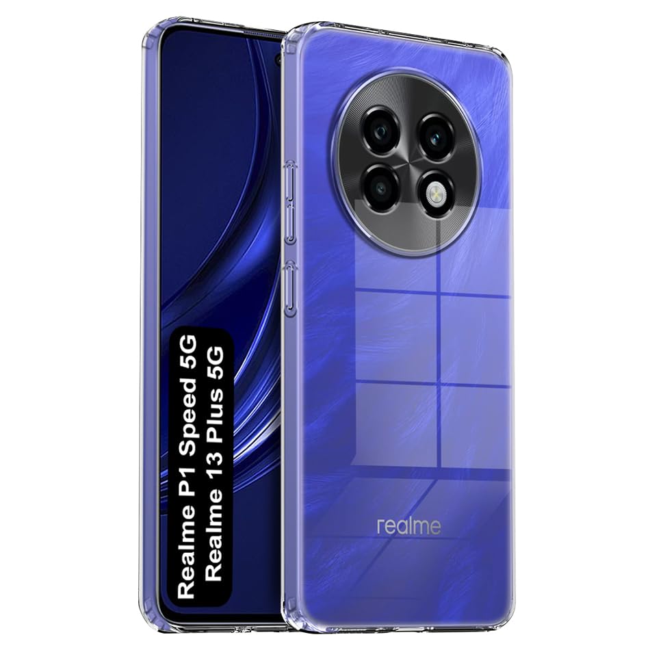 Image of Fashionury Crystal Clear Case for Realme P1 Speed 5G / Realme 13 Plus 5G | Yellowing Resistance | Transparent TPU Silicone | Raised Camera Lips | Slim Transparent Cover