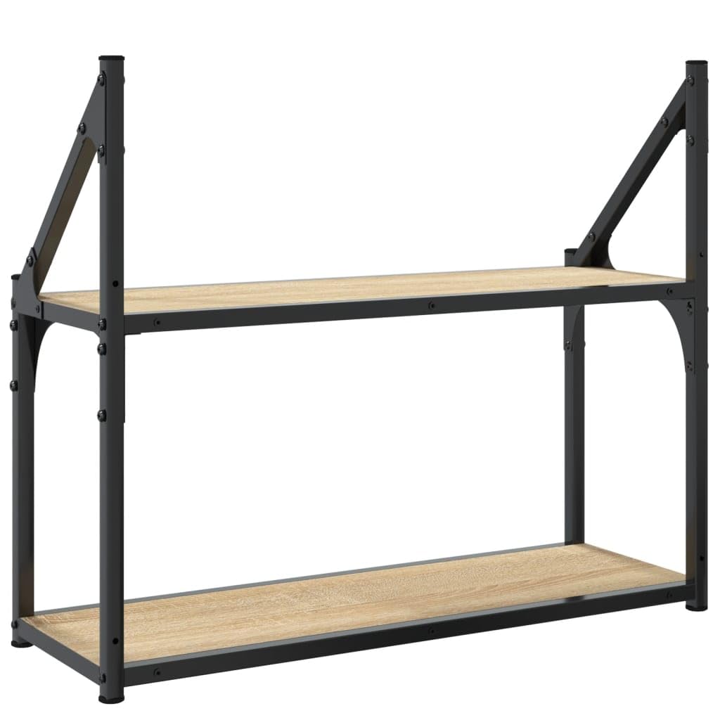 vidaXL 2-stöckiges Wandregal Sonoma-Eiche 60 x 21 x 51 cm Holzwerkstoff