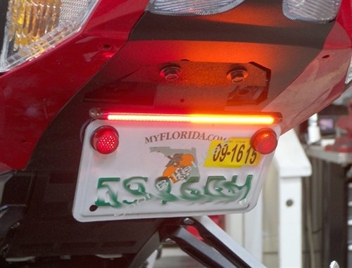 C-Me Low Profile License Plate/Tag Mount Motorcycle Brake/Turn Signal Led Light Bar - Red Turns With Smoked Lens #TOP2