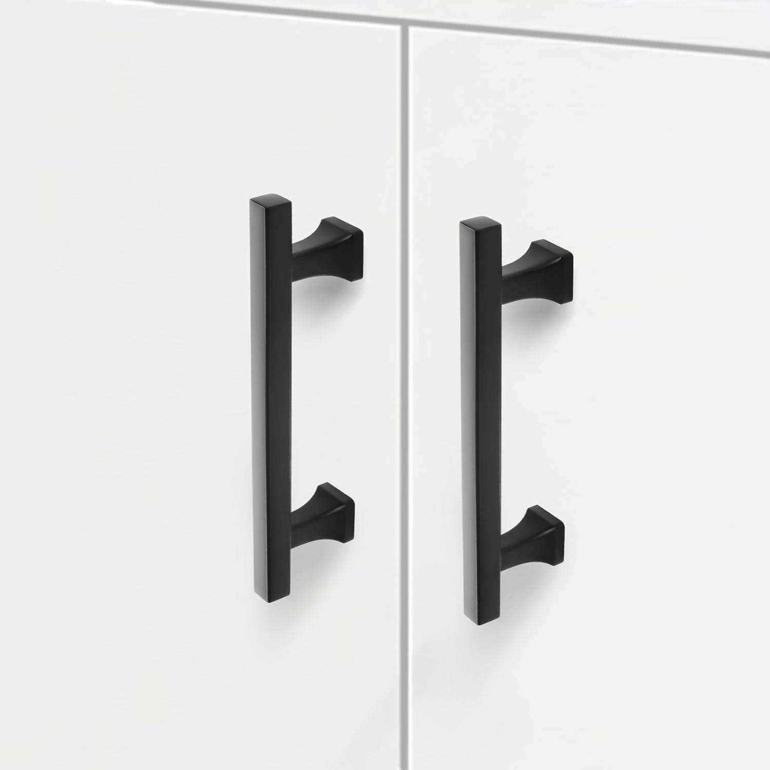 NEGS 5 inch Cabinet Handle Cabinet Handles Black Matte Black Cabinet Hardware Black Kitchen Cabinet Hardware Solid Handle Super Deluxe 6-Pack