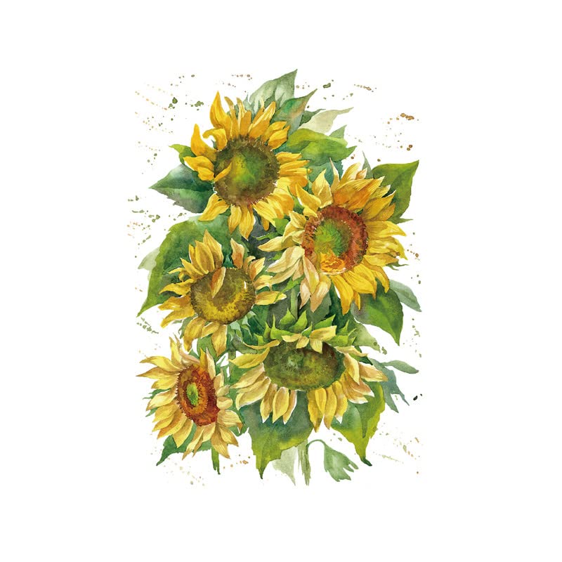 Sunflowers Temporary Tattoo Sticker Waterproof Yellow Green Vintage Shoulder Back Large 15X21cm Set of 2