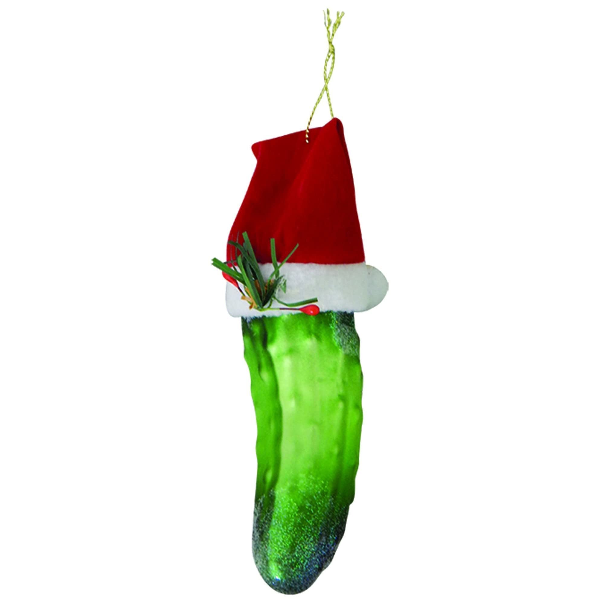Figurine de Noël en verre cornichon 114 mm, le cadeau insolite idéal