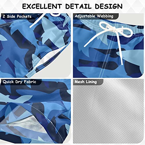 Matching Swim Trunks for Dad and Son Blue Navy Shark Father Son Matching Swim Trunks Family Board Shorts4