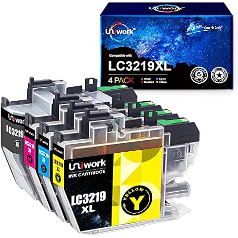 Uniwork Ink Cartridge Replacement for Brother LC3219XL LC3219 LC3217 Compatible with MFC J5330DW J5335DW J5730DW J5930DW J6530DW J6930DW J6935DW (Black Cyan Magenta Yellow, 4-Pack) Cover