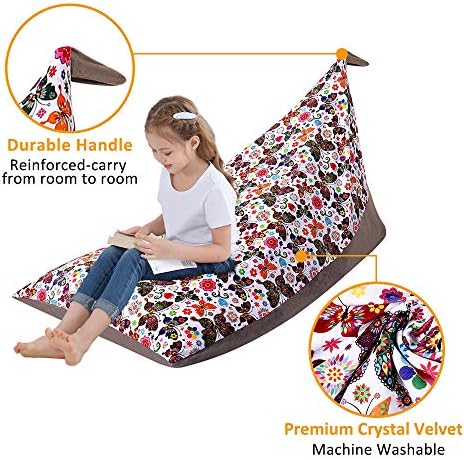 Everfunny Stuffed Animal Bean Bag Chair Kids Toy Storage Organizer Stuffie Seat, Foldable Floor Chair Toy Storage Bean Bag Chair Seat for Kids, Childrens Extra Large Super Soft Velvet, Cover Only