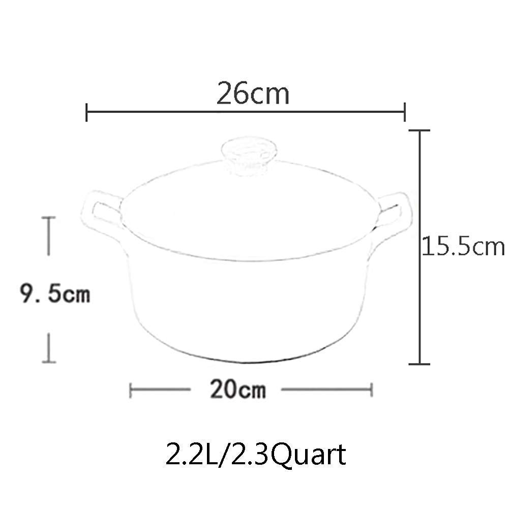 Okrągły ceramiczny garnek żaroodporny, gliniany garnek z pokrywką i uchwytem do powolnego gotowania, gorący 2,32 kwarty (2,32 kwarty)