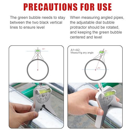 Rohrmarkierungs Zentrierwerkzeug, Rohrmarkierungswerkzeug Pipe Center Finder mit 10,16cm Y-Basis und Verstellbarem Blasenwinkelmesser zum Messen von Rohrdurchmessern Über 12,7mm und Mehr