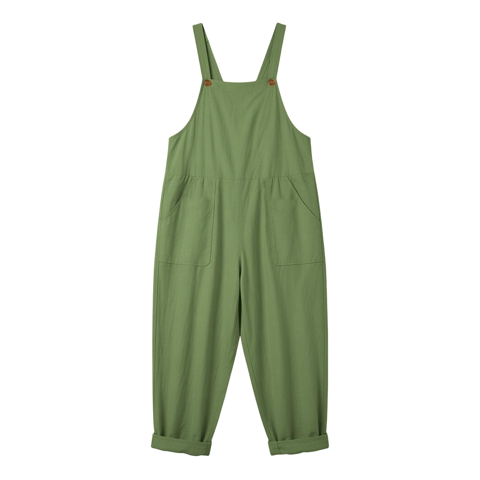 Salopette Femme D'été Coton Chic et Fluide Combinaison Longue Baggy Bretelles sans Manches Couleur Unie Coupe Ample Pantalon Confortable Poches Décontractée Jumpsuit Loose De Plage