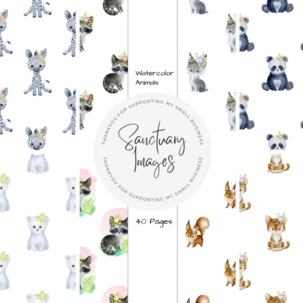 Watercolor Animals Scrapbooking Paper: Decorative Craft Paper Pad Supplies, Junk Journaling, Scrapbooking, & Crafting Projects - Double Sided 8.5 x 8.5"