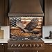 American Bald Eagle & Flag Design Kitchen Backsplash, Tempered Glass Backsplash, Heat Resistant Backsplash, Copper Look Glass Back Splash Stick on Tiles for Kitchen, Easy to Clean Stove Backsplash