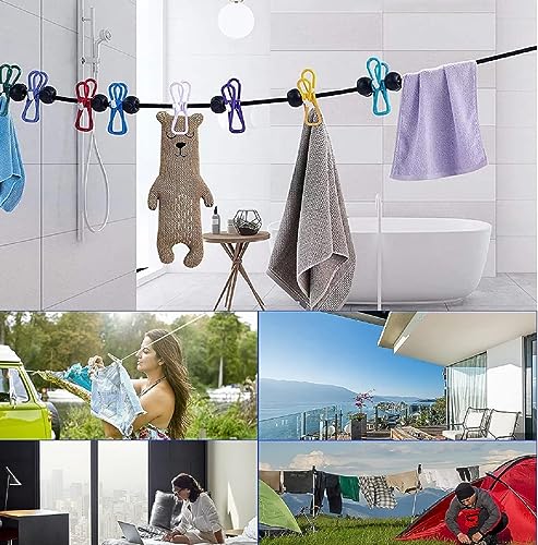Clothes line 2 PCS,Travel Accessories Clothes line with 12 Clothes Clips, Retractable Portable Clothesline for Travel for Indoor Laundry Drying line,Hotel, Cruise,Outdoor Camping Essentials - Thumbnail 7