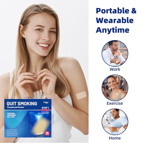Fekux Quit Smoking Nicotine Patches Step 1, 21 mg Patches Delivered Over 24 Hours Nicotine Transdermal Patch 35 Counts Easy and Effective Help to Stop Smoking