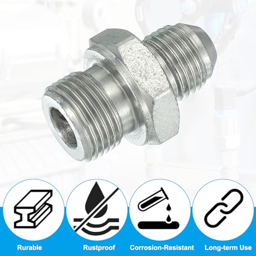 Image of PATIKIL Hex Reducing Nipple Connectors Pipe Adapter 9 /16 inch Male 37 Flare JIC x 3 /8 inch g Male, Pipe Fitting Reducer Nipple Adapter Plated Steel Hydraulic Fitting