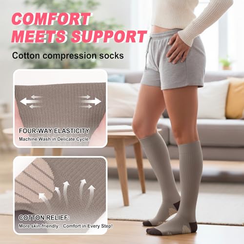 Image of Iseasoo 4 Pairs Compression Socks for Women Circulation-Best Support for Nurses,Running,Athletic,Travel