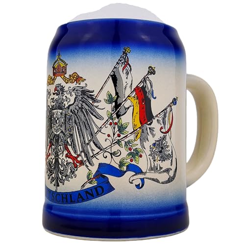 EVERSTYLE® Jarra de cerveza alemana de 0,5 l, jarra de piedra, regalo para papá, hombres y amantes de la cerveza, ideal para cumpleaños, fiestas de cerveza y cualquier ocasión (azul)