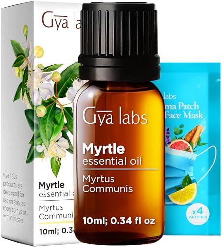Gya Labs Aceite esencial de mirto para piel nutrida (10 ml) - Aceite de mirto puro de grado terapéutico - Perfecto para aromaterapia, piel madura, congestión y sueño - Uso en difusión o piel