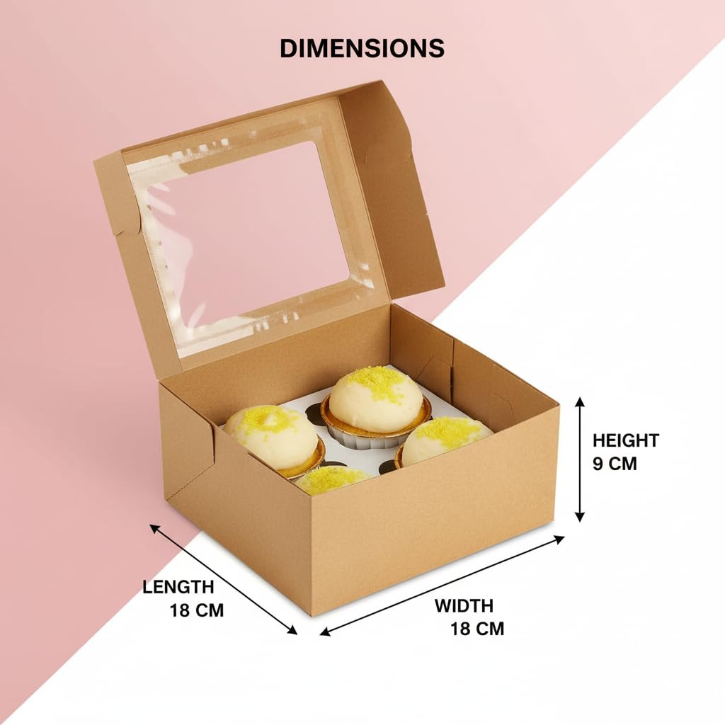 Cupcake Boxes - Pack of 25 Window Boxes -2