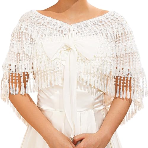 JONKY Women Shawl Wraps Wedding Capelet Bridal Chiffon Cape for Bride - Main Image