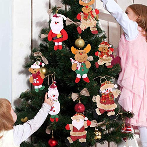 Plush Christmas Ornaments Set, Amenon 8 Pack Christmas Tree Decoration Plush Hanging Ornaments Santa/Snowman/Elk/Bear Ornaments For Christmas Tree Pendant Festive Season Holiday Party Decor #TOP1