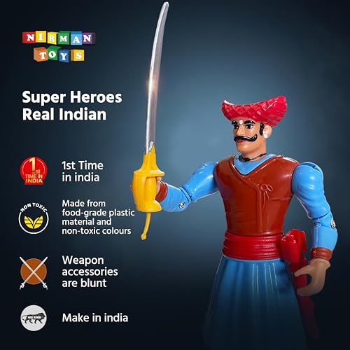 Image of Swarajyache Shiledar - The True Super Hero - 6 Inch Tall Action Figure with Accessories (Mawala, Blue)