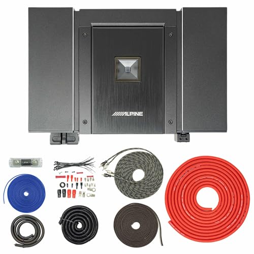 Alpine HDA-M80 Status Series Hi-Res Mono Subwoofer Amplifier 900 Watts with SoundBox TCK4, 4 Gauge OFC Complete 4 GA Copper Amplifier Install Wiring Kit Bundle