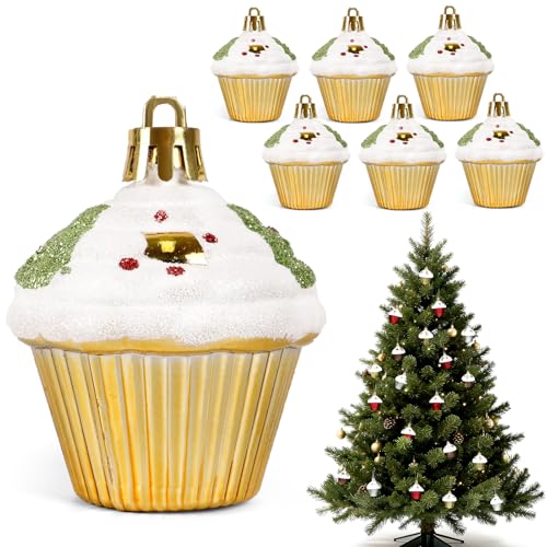 6 Stück Christbaumschmuck Cupcake Törtchen Set - Lustig Nachtisch...