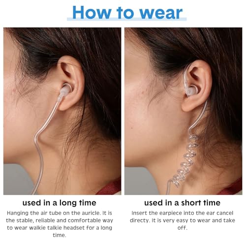 Image of SAMCOM Transparent Clear Air Tube Wire Walkie Talkie Earpiece Headset | Hands-Free Comfortable Surveillance Ear Piece with Mic Microphone 2 Pin K plug for FPCN30A /FPCN10A Radios