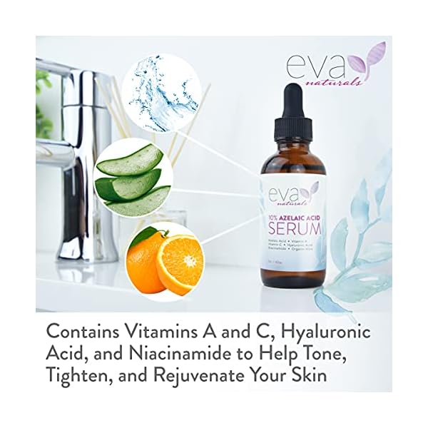 Eva-Naturals-Azelaic-Acid-10-Facial-Serum-2-oz-Skin-Brightening-Hyaluronic-Acid-and-Niacinamide-with-Redness-Relief-and-Acne-Blemish-Control-Fade-and-Repair-Dark-Spots Azelaic Acid 10% Facial Serum, 2 oz., Skin Brightening Hyaluronic Acid and Niacinamide, Redness Relief, Fade and Repair Dark Spots