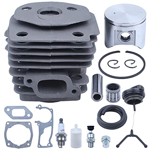 Mtanlo 47 mm Zylinderkolbendichtungs-Set für Husqvarna 357XP 359 Rancher EPA 357 XP Big Bore Kettensägen-Dekompressionsventil, Zündkerzennadellager 537157302 537157304 Cover