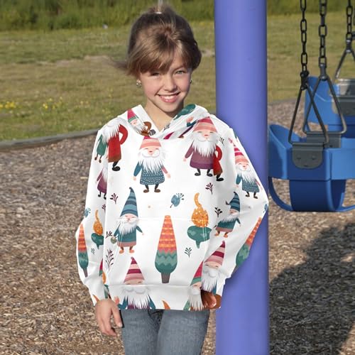 Kids Hoodies Sweaters Christmas Gnome Dwarfs Hooded Sweatshirts with Big Pockets for Boys Girls B04000164