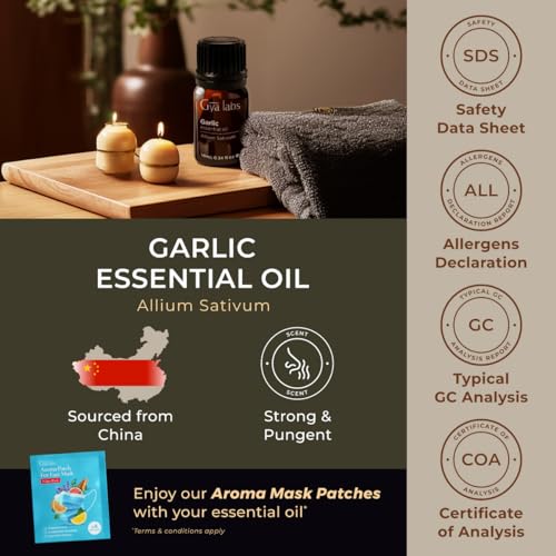Image of 100% Pure Garlic Essential Oil - 0.34 Fl Oz - Garlic Oil for Hair, Skin, Diffuser, Aromatherapy & DIY Candle Making Scent