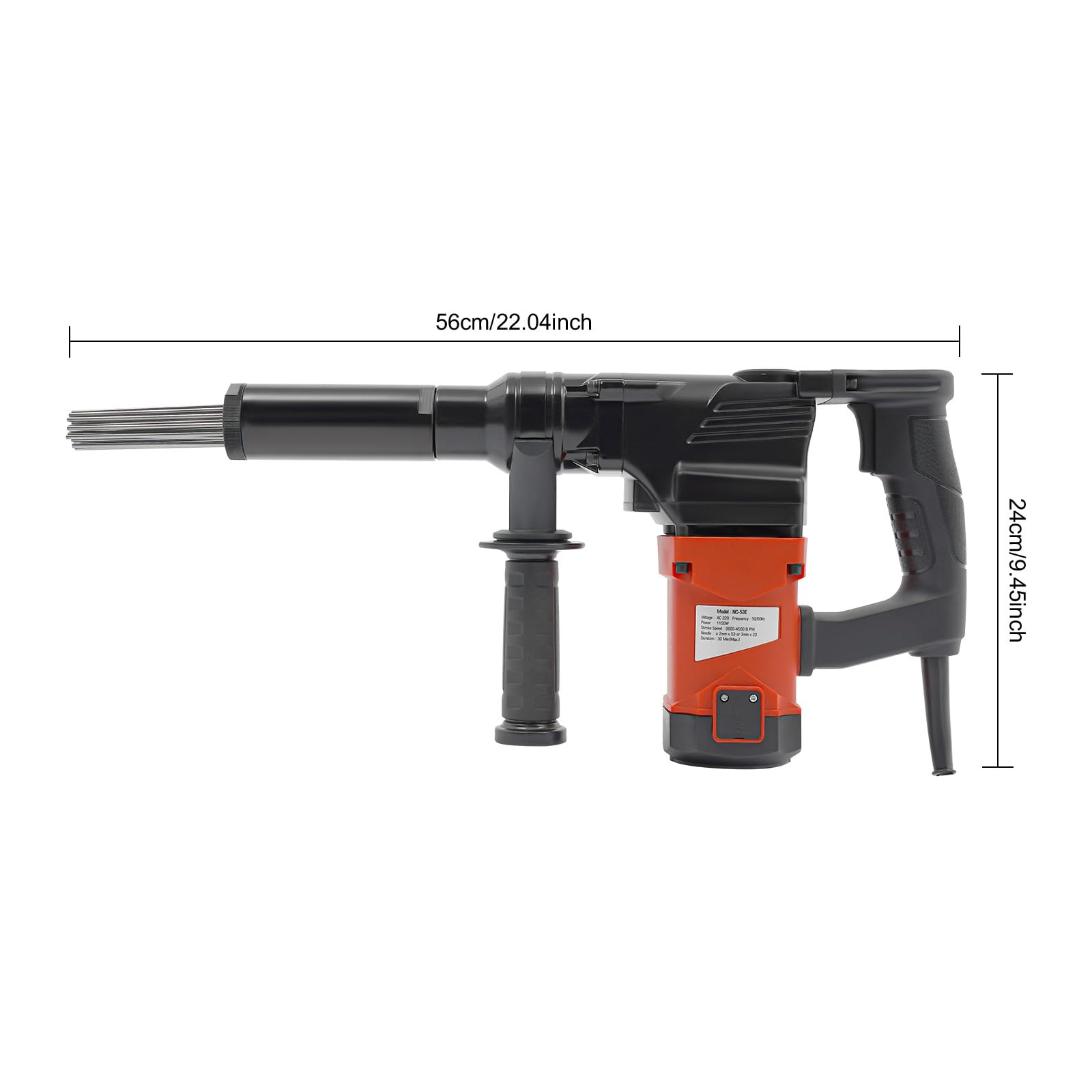 Nadelentroster Elektrisch Rost Entfernung Werkzeug, 1100W Handgerät Entrostierpistole Pistolengriff Nadel Scaler 360° drehbaren Hilfsgriff, Max Dauer 30 Min