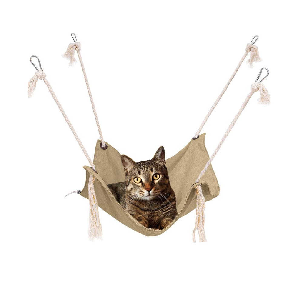 Yitexin Hamaca para Gatos, Hamaca Transpirable para Mascotas, Cama Colgante para Gatos con mosquetones de Metal y borlas, Hamaca Colgante para Gatos