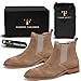 Fashion Tailored Mens Chelsea Boots - Casual Dress Boot with Leather Sole- Rugged Style and Functionality - Rounded Toe (Taupe Suede, us_footwear_size_system, adult, men, numeric, medium, numeric_12)