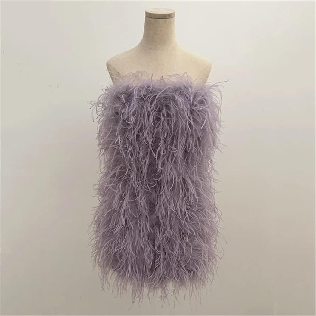 Spring Winter Long Ostrich Dress Women Wedding Natural Turkey Feather Gilet Long Hair Lady Fluffy Wrap