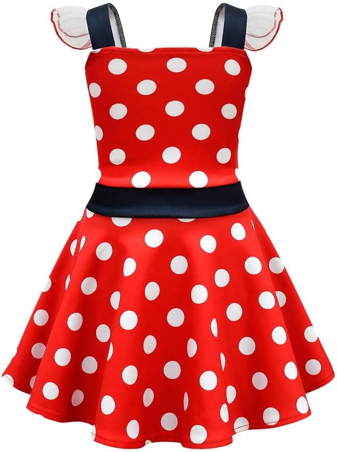 Dressy Daisy Toddler Little Girls Polka Dots Fancy Dress Halloween Costume Birthday Party Outfit with Mouse Ears Hair Hoop - Image 2
