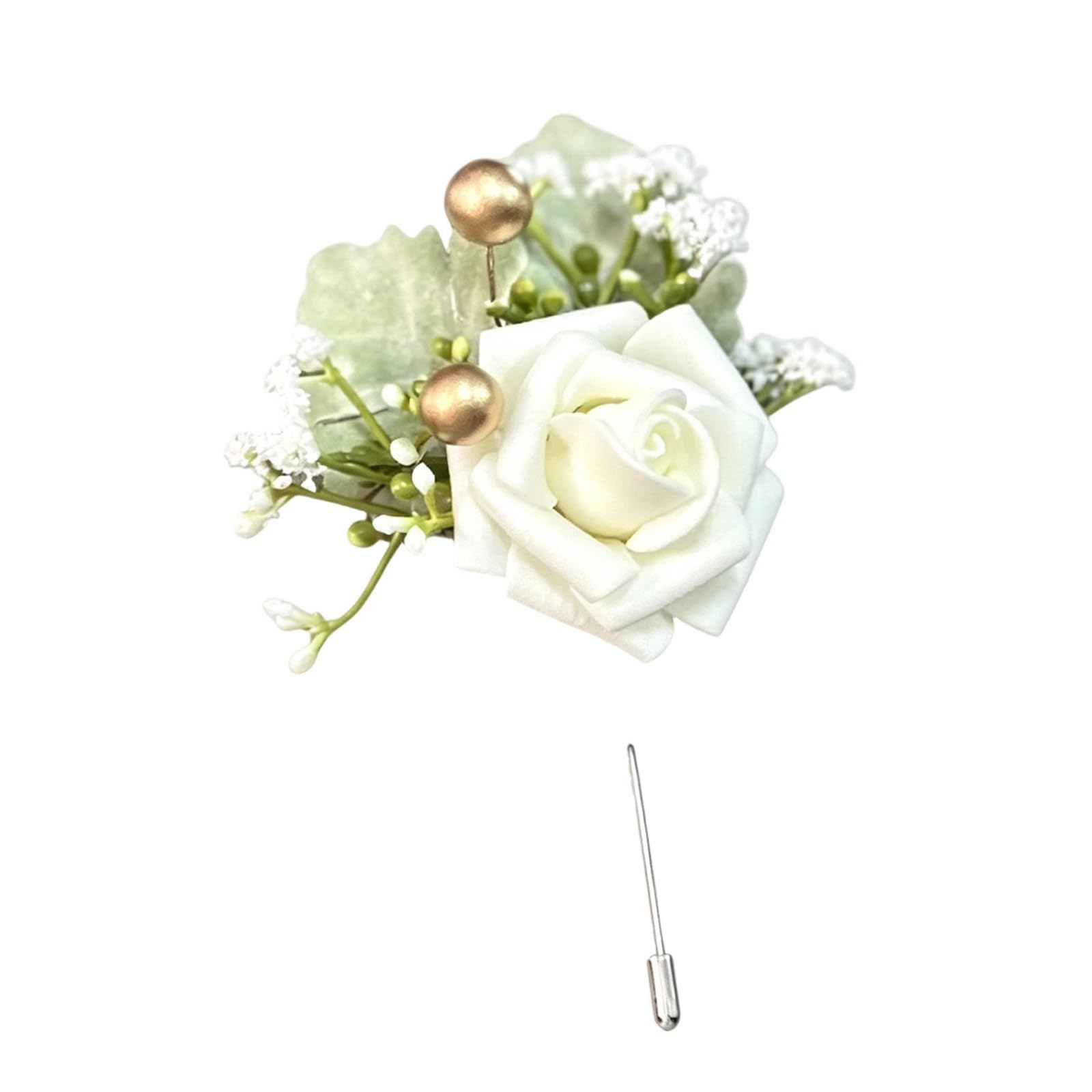 Oxxggkao Corsage Artificial Silk Flower Boutonniere Corsage Brooch for Bride Groom and Ceremony Formal Occasion Ceremony Brooch