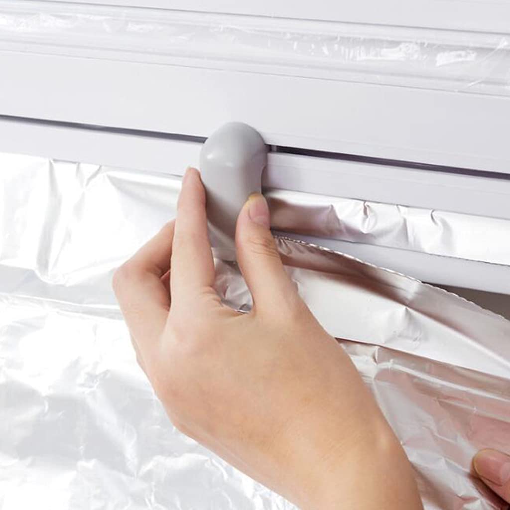 Estante de almacenamiento de cocina 6 en 1 con soporte multifuncional para toallas de papel, cortador de película adhesiva y dispensador de papel de aluminio