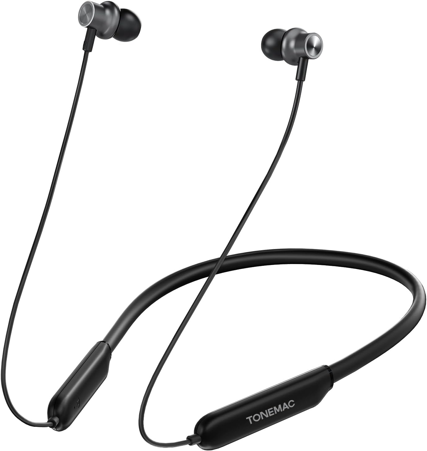 TONEMAC N8 Upgraded Wireless Earbuds, IPX6 Sweatproof, Magnetic Neckband Headphones, 40Hrs Playtime, Deep Bass Earphones Bluetooth 5.3 Headset for Phone Calls, Kindle, and Game of Thrones Black