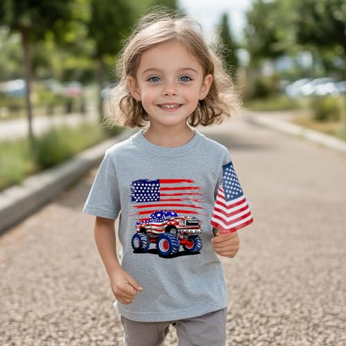Image of Kids 4th of July Shirt USA Flag Clothes Toddler Boys Girls Children Patriotic Tee Tops 1-7 Years