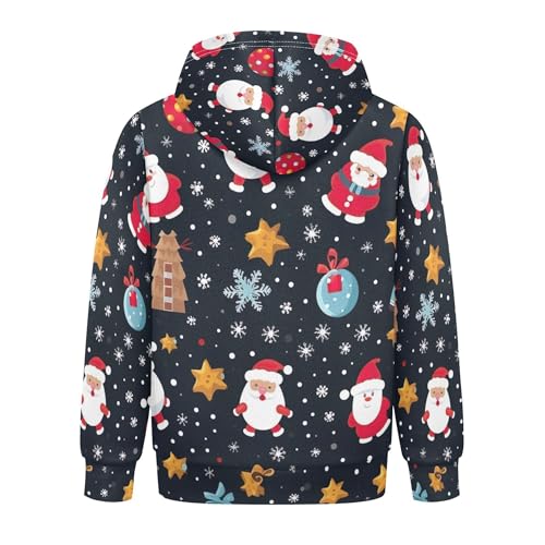 Kids Hoodies Sweaters Christmas Xmas Santa Claus Hooded Sweatshirts with Big Pockets for Boys Girls B04003592