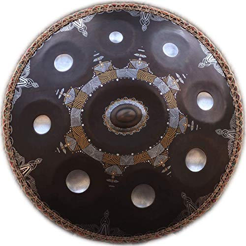 DWSLMP Handpan Drum para Adultos, Handpan Drum Instrument In D Minor 9 Notes 22 Pulgadas D3 / A3 Bb3 C4 D4 E4 F4 G4 A4 Pan de Mano con Bolsas de Transporte, Partituras