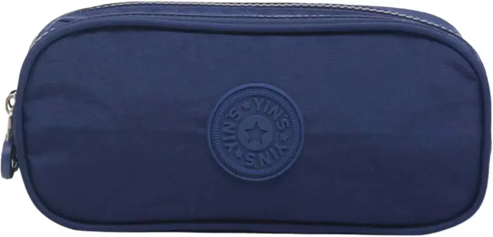 Estojo Escolar Box, Grande, com 3 Compartimentos e 14 Elásticos, Feminino, Masculino, Zíper e Tecido Resistentes (Azul Marinho)